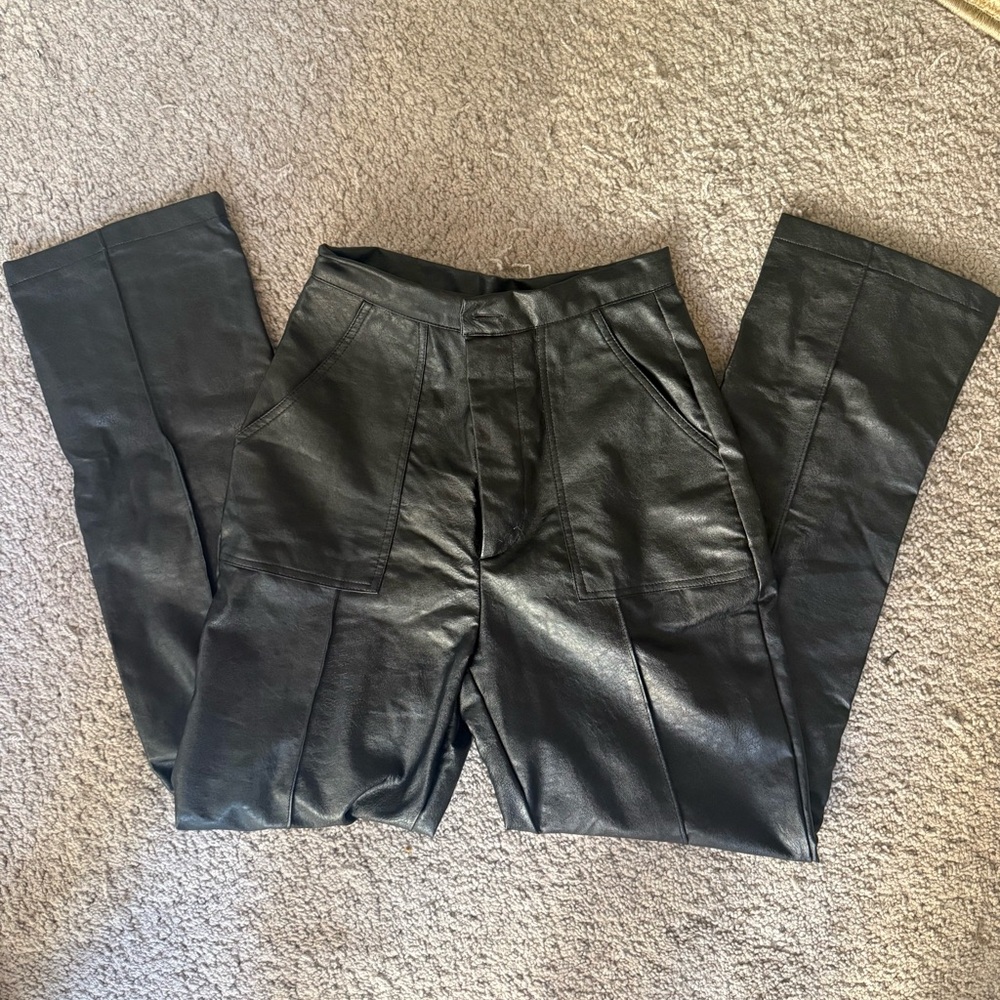 Black Faux Leather women’s Pants - Classic Straight Fit Princess Polly
